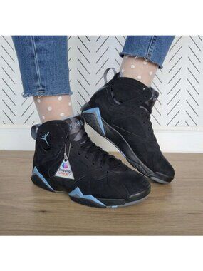⭐Nike Air Jordan 7 Retro Chambray Sz 10 Women's shoes Sneakers Black CU9307-004